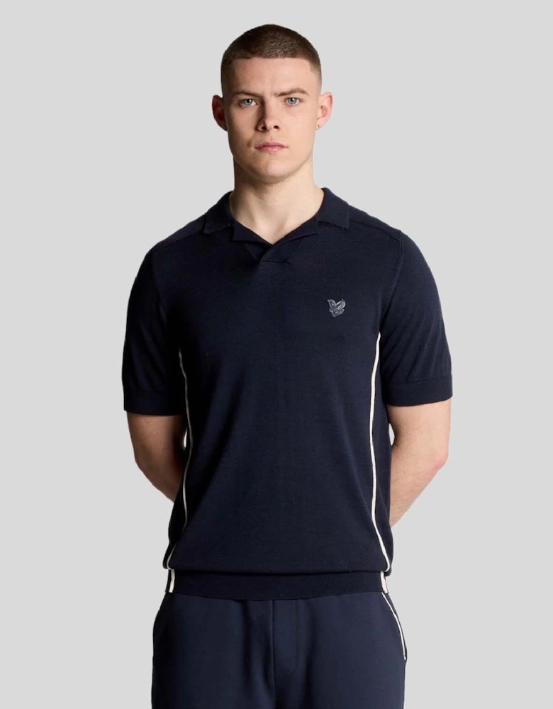 Seam Tipped Knitted Polo Shirt