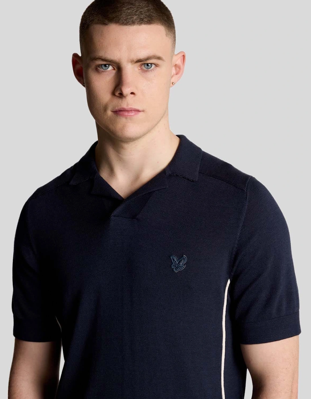 Seam Tipped Knitted Polo Shirt