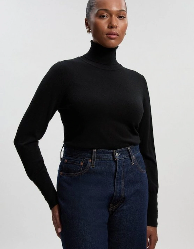 Plus Size Viscose Blend Roll Neck Knit Jumper