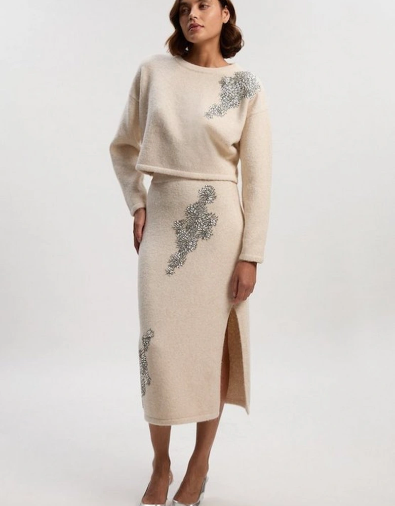 Tall Wool Blend Embellished Cosy Pencil Midi Skirt