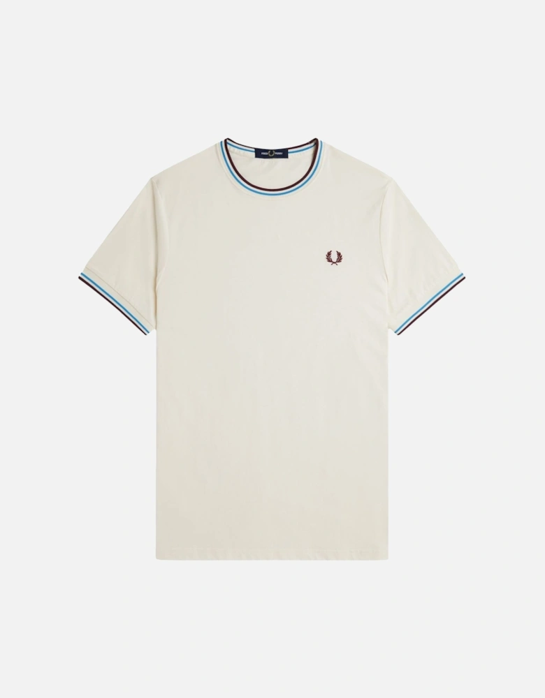 Twin Tipped T-Shirt Ecru/Court Blue/OxBlood