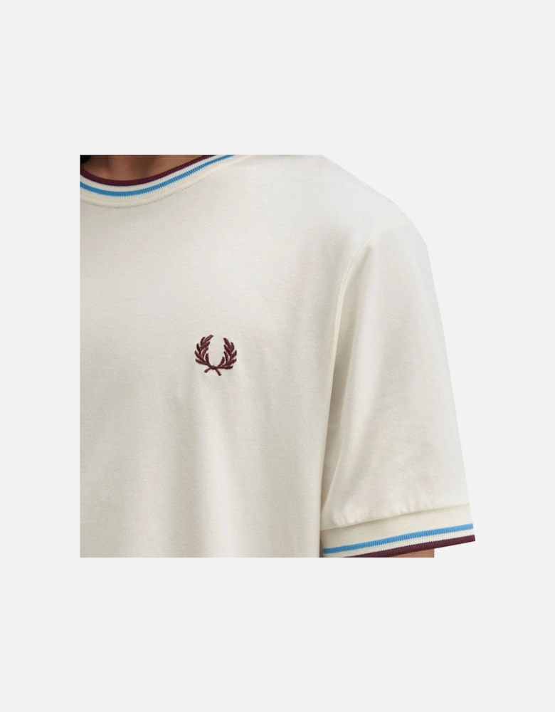 Twin Tipped T-Shirt Ecru/Court Blue/OxBlood