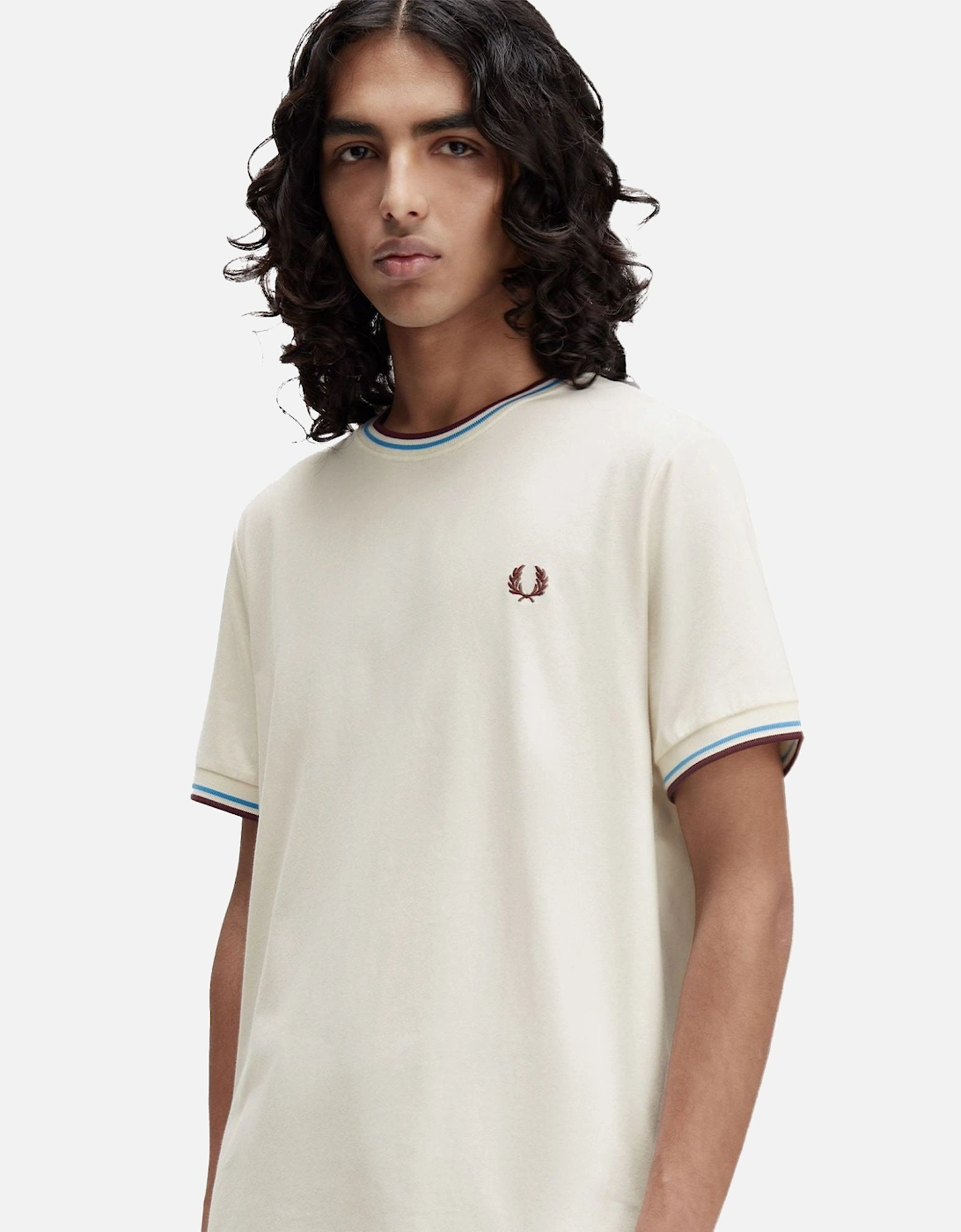 Twin Tipped T-Shirt Ecru/Court Blue/OxBlood