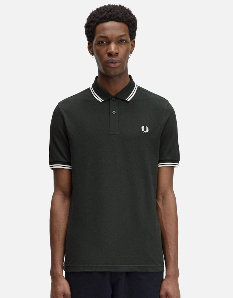 Twin Tipped Polo Shirt Night Green/Snow White