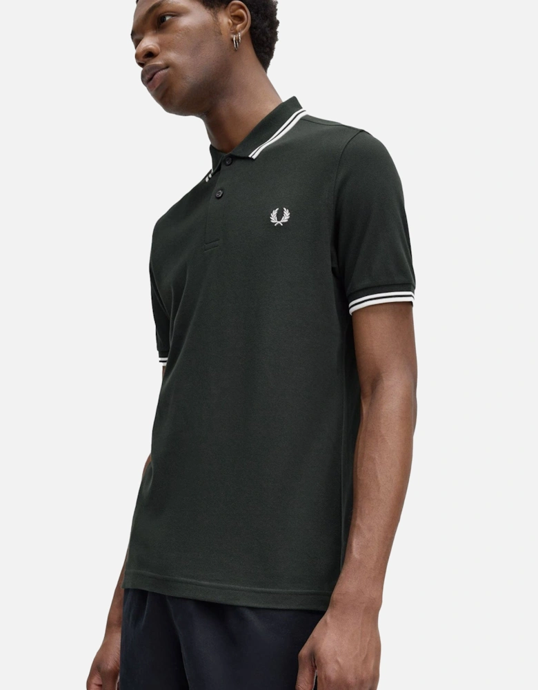 Twin Tipped Polo Shirt Night Green/Snow White