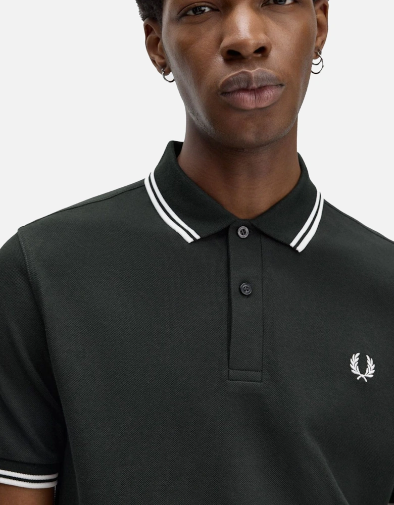 Twin Tipped Polo Shirt Night Green/Snow White
