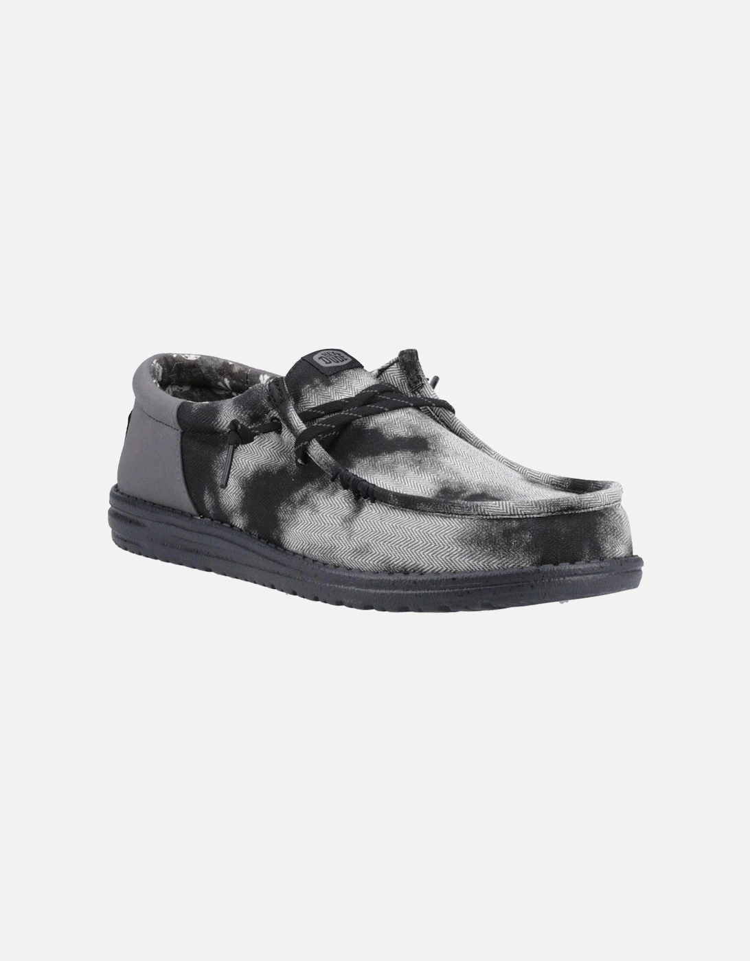 HEYDUDE Wally Funk Overdye Cotton Men's Black/Granite Grey Moccasins Shoes, 6 of 5