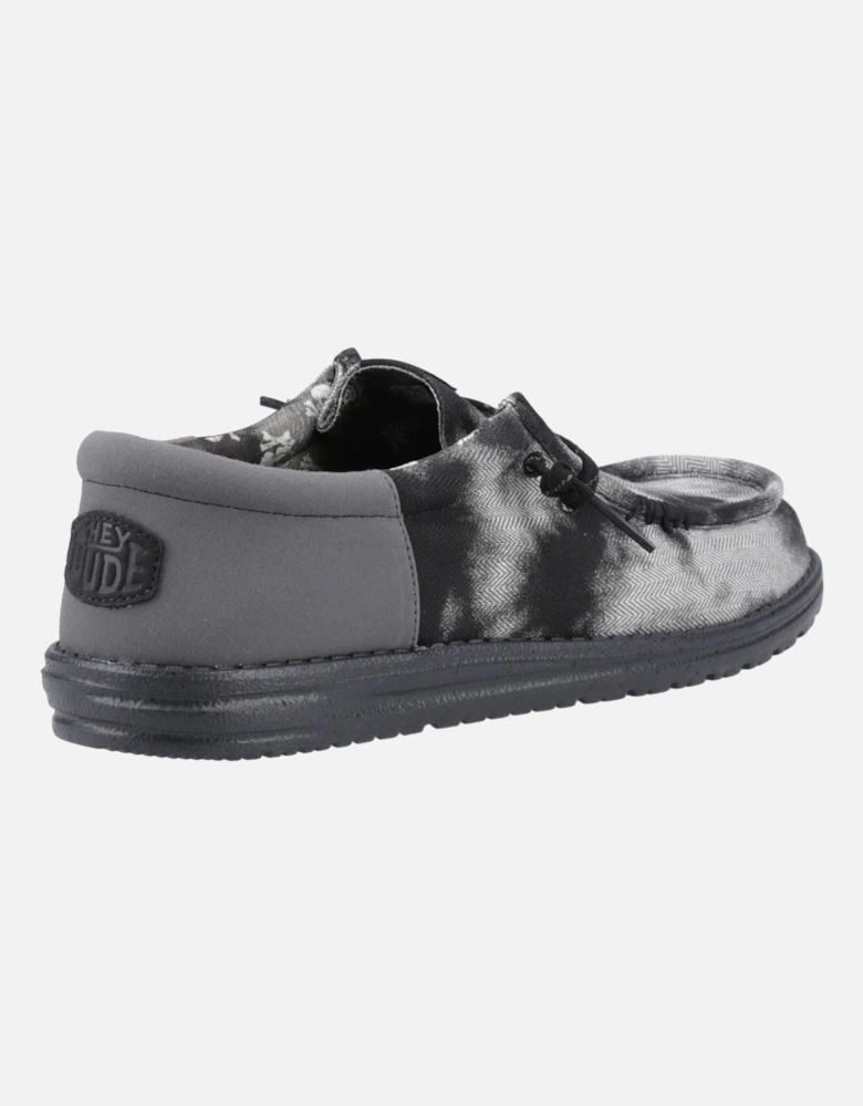 HEYDUDE Wally Funk Overdye Cotton Men's Black/Granite Grey Moccasins Shoes