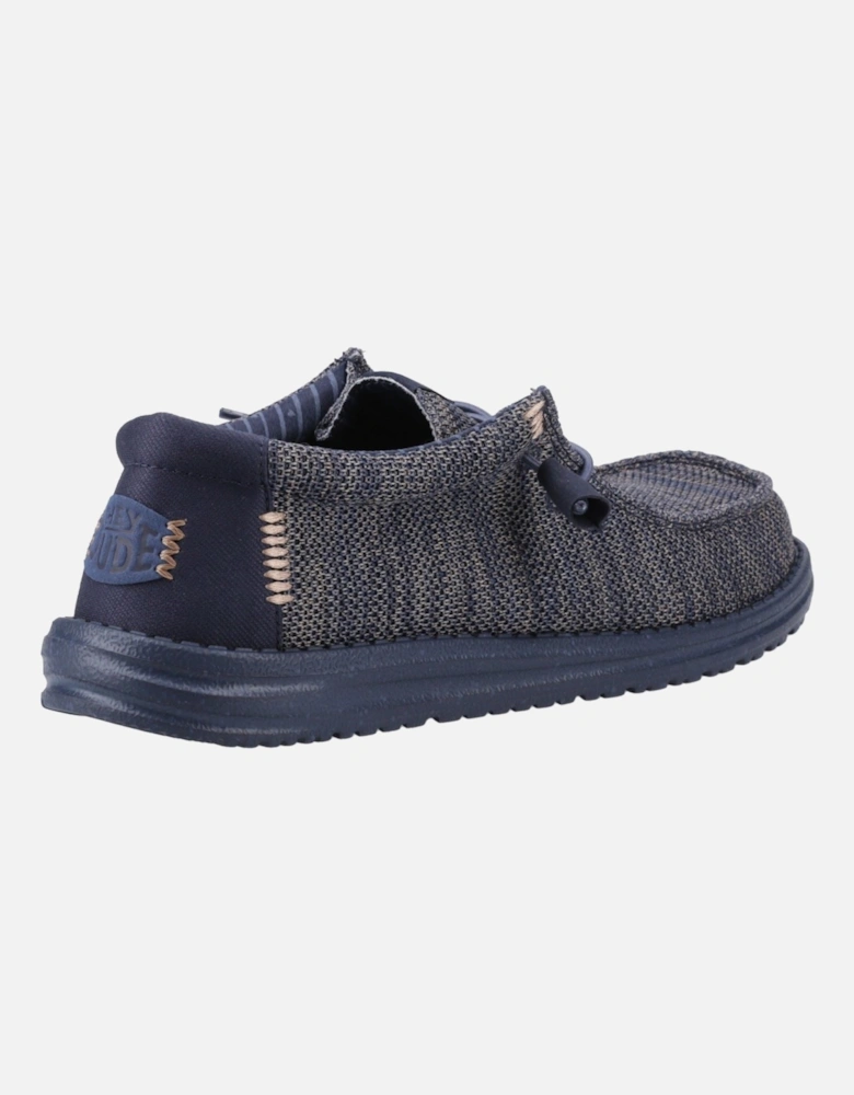 HEYDUDE Wally Stretch Mesh Synthetic Men's Navy Blazer Moccasins Shoes