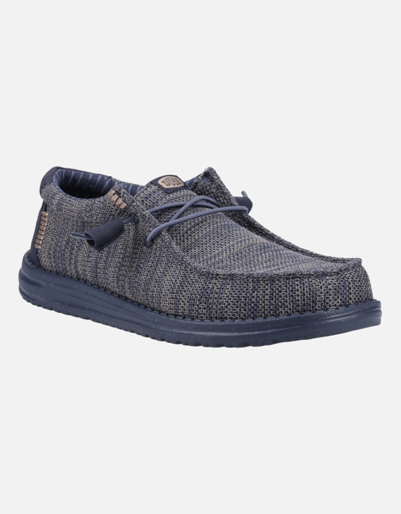 HEYDUDE Wally Stretch Mesh Synthetic Men's Navy Blazer Moccasins Shoes
