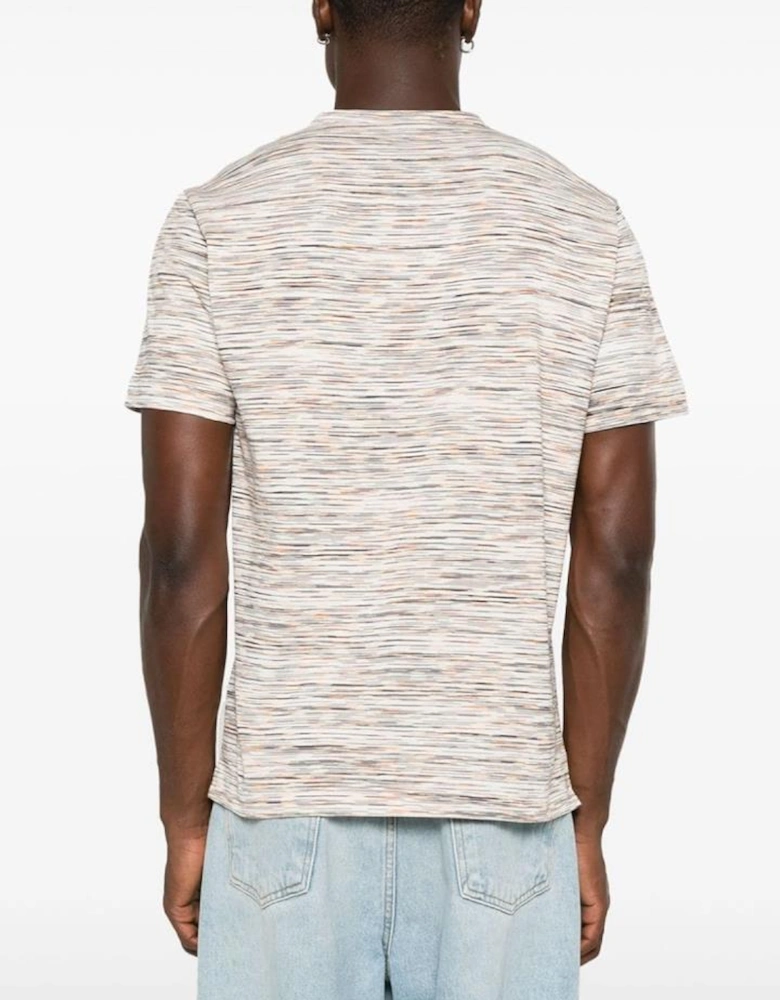 Slub Stripe Print T-Shirt in Orange White