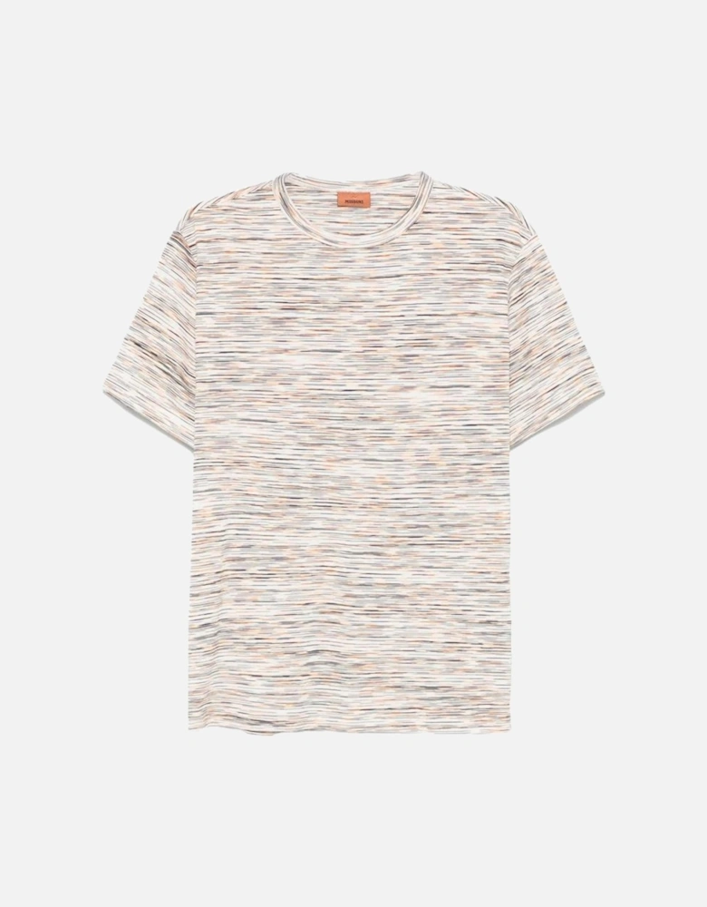 Slub Stripe Print T-Shirt in Orange White