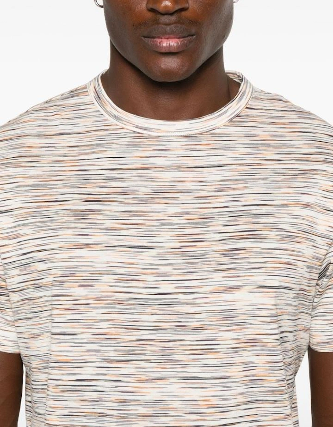 Slub Stripe Print T-Shirt in Orange White