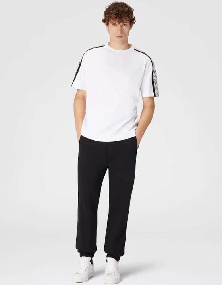 Zig Zag Sleeve T-Shirt in White