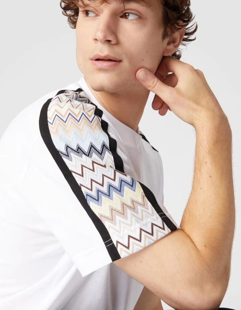 Zig Zag Sleeve T-Shirt in White