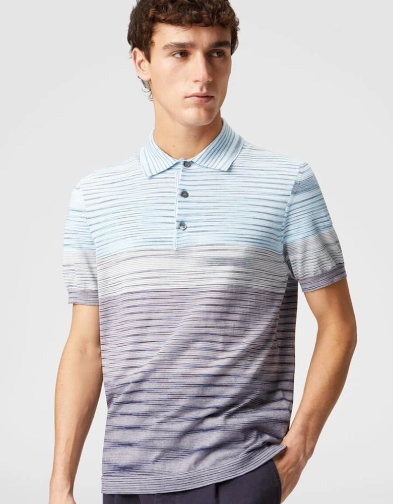 Slub Pattern Polo in Light Blue and Purple