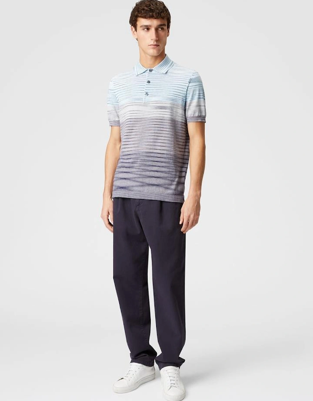 Slub Pattern Polo in Light Blue and Purple