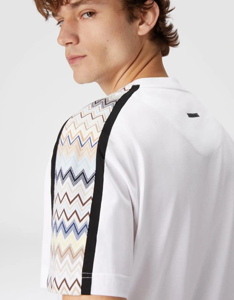 Zig Zag Sleeve T-Shirt in White