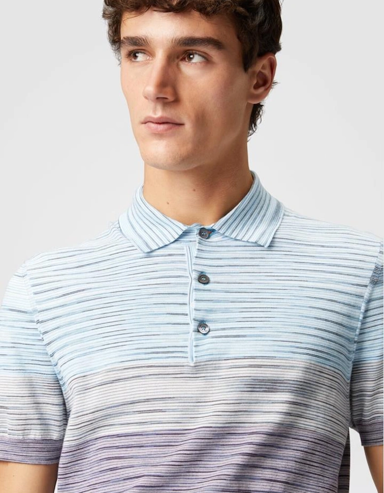 Slub Pattern Polo in Light Blue and Purple