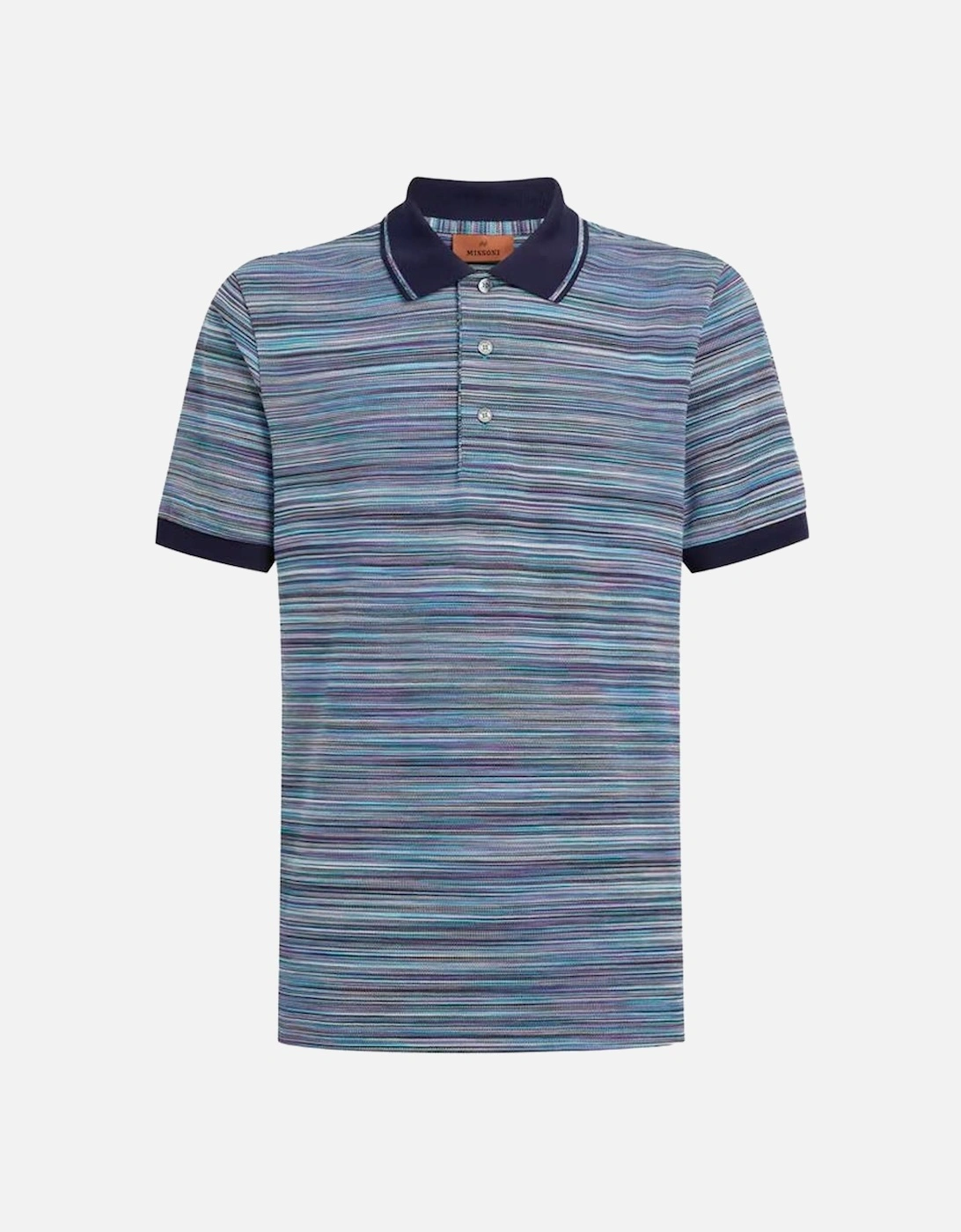 Striped Slub Polo Shirt in Blue Purple, 6 of 5