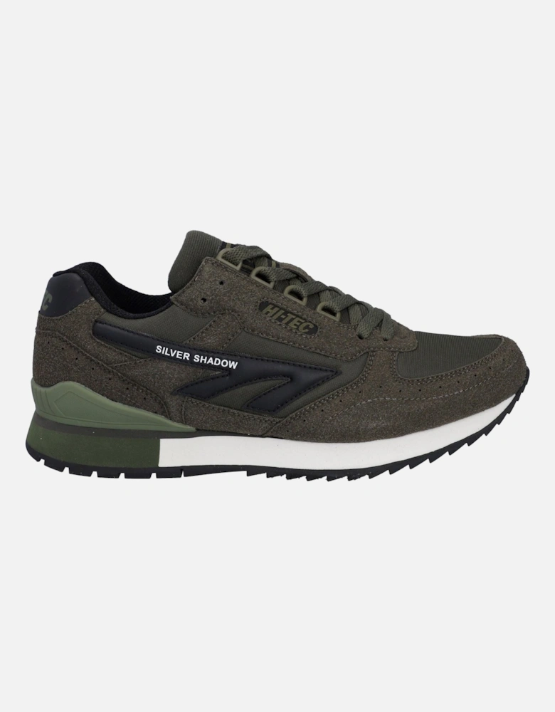 Silver Shadow PU Suede/Polyester Men's Dark Olive Lace-Up Shoes