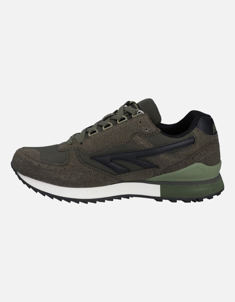 Silver Shadow PU Suede/Polyester Men's Dark Olive Lace-Up Shoes