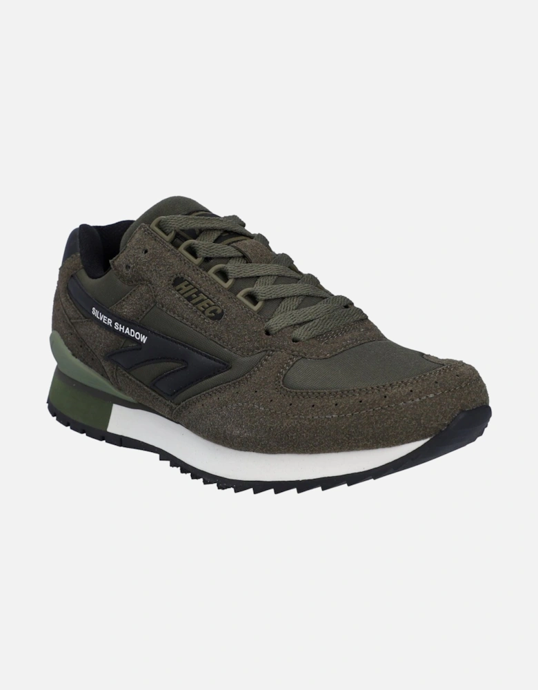 Silver Shadow PU Suede/Polyester Men's Dark Olive Lace-Up Shoes