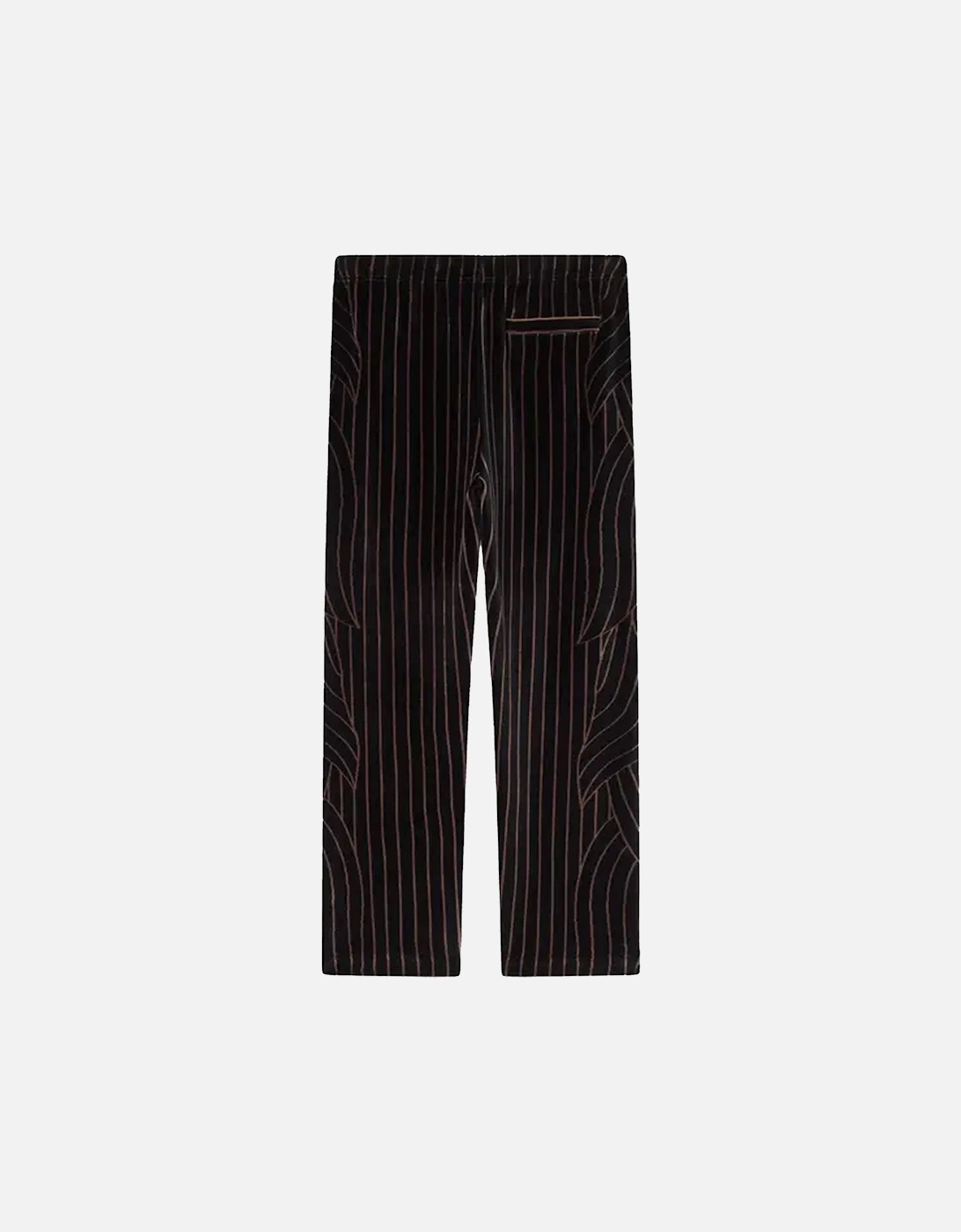 Leaf Stripe Velvet Trackpants Black