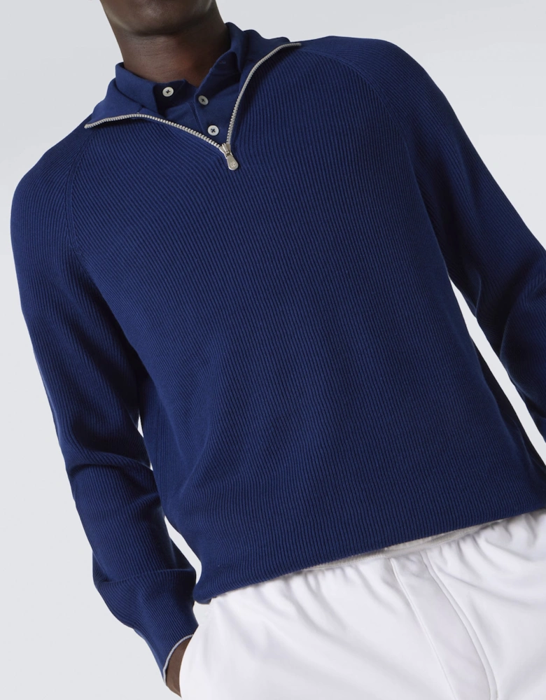 Zip Turtleneck Sweater Navy