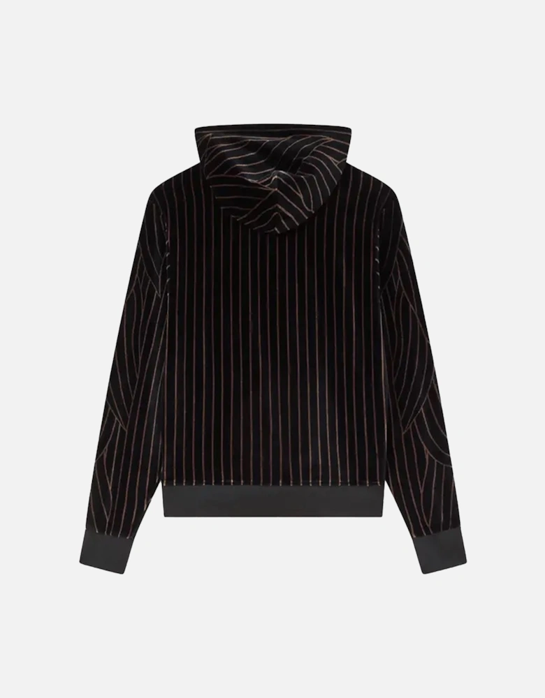 Leaf Stripe Velvet Full Zip Hoodie Black