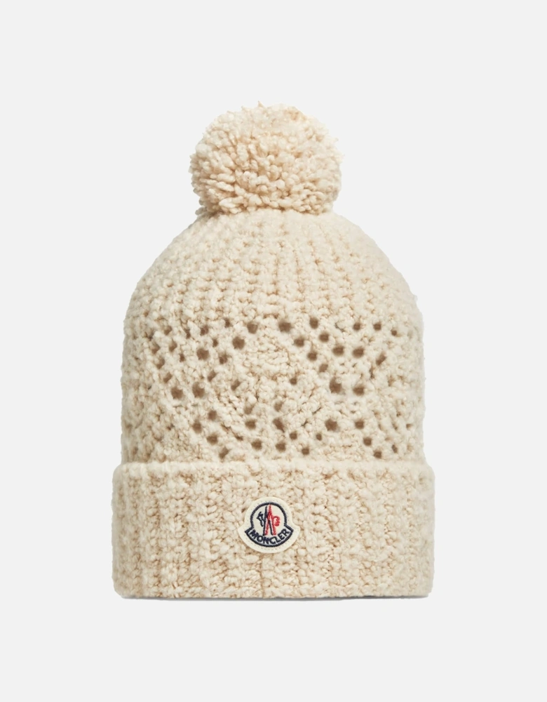 Kids Cable Bobble Hat Beige