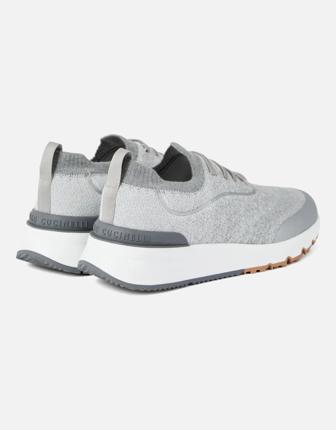 Leather Trim Knitted Sneakers Grey