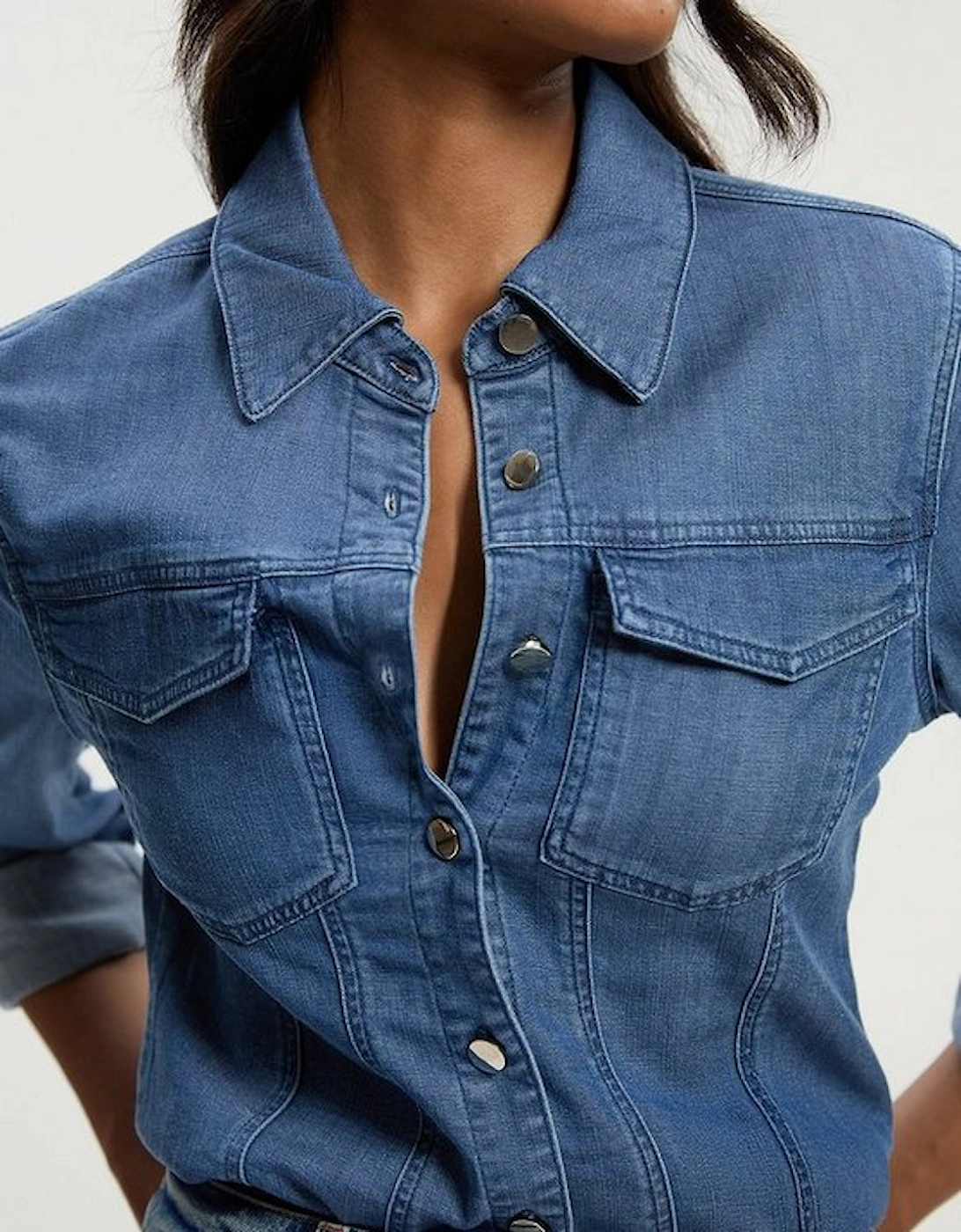 Chambray Stretch Denim Shirt, 2 of 1