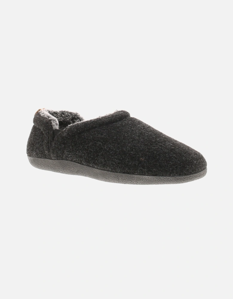 Mens Full Slippers Textile Felt Lease  black UK Size