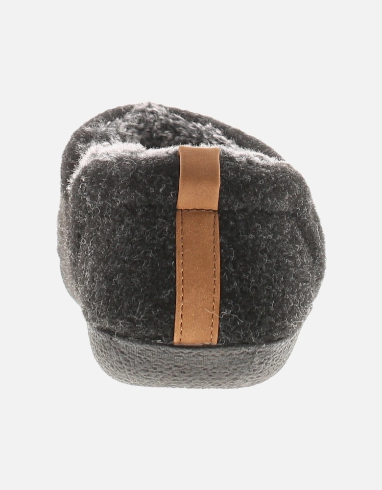 Mens Full Slippers Textile Felt Lease  black UK Size