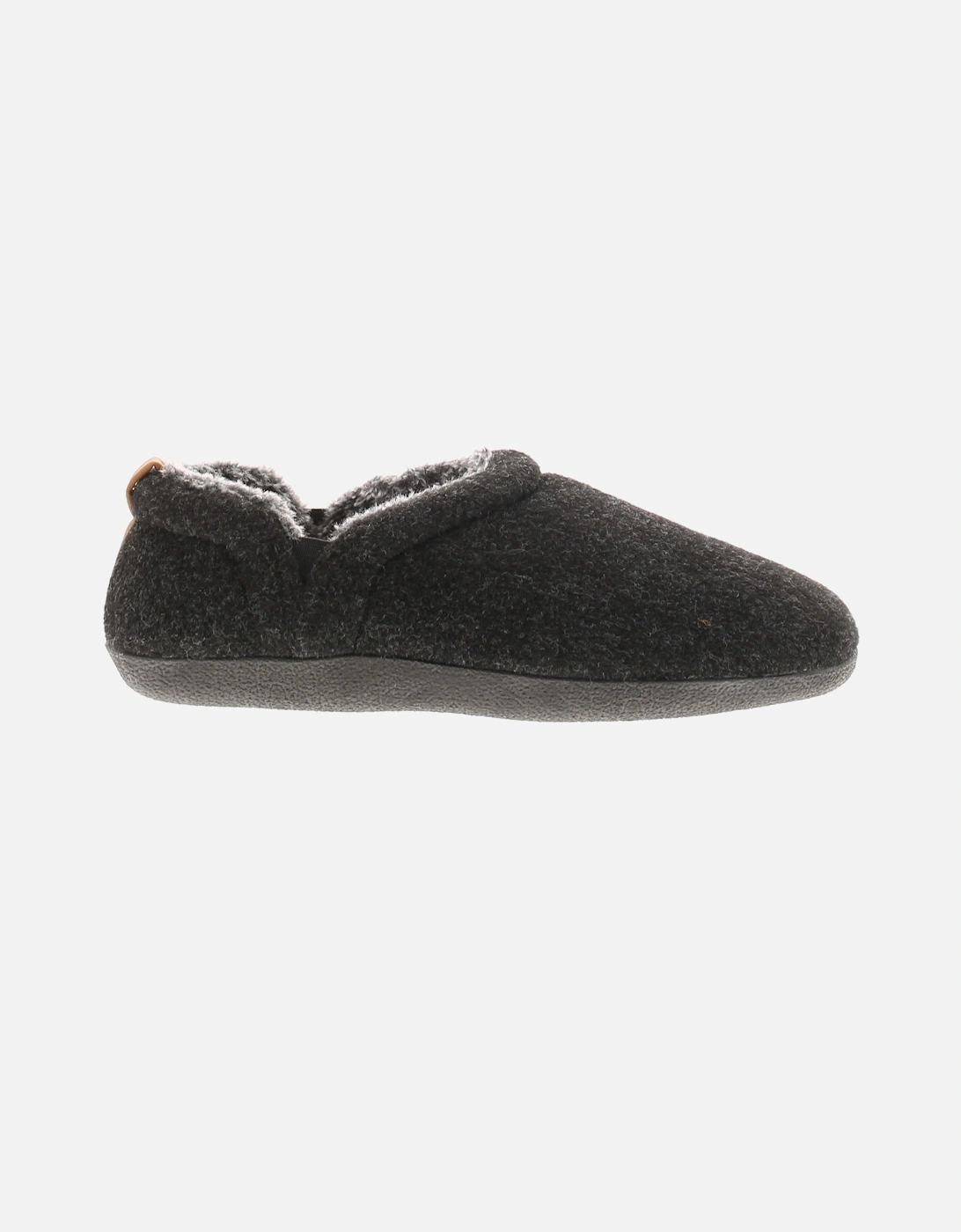 Mens Full Slippers Textile Felt Lease  black UK Size
