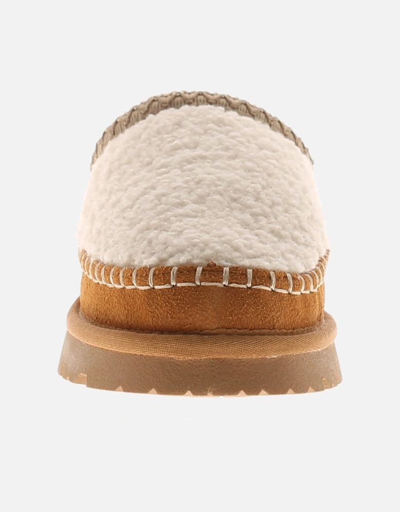 Womens Mule Slippers Faux Fur Lining Snuggle beige UK Size