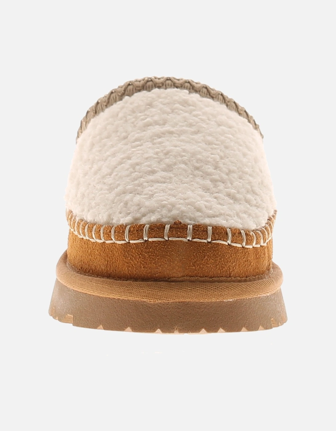 Womens Mule Slippers Faux Fur Lining Snuggle beige UK Size