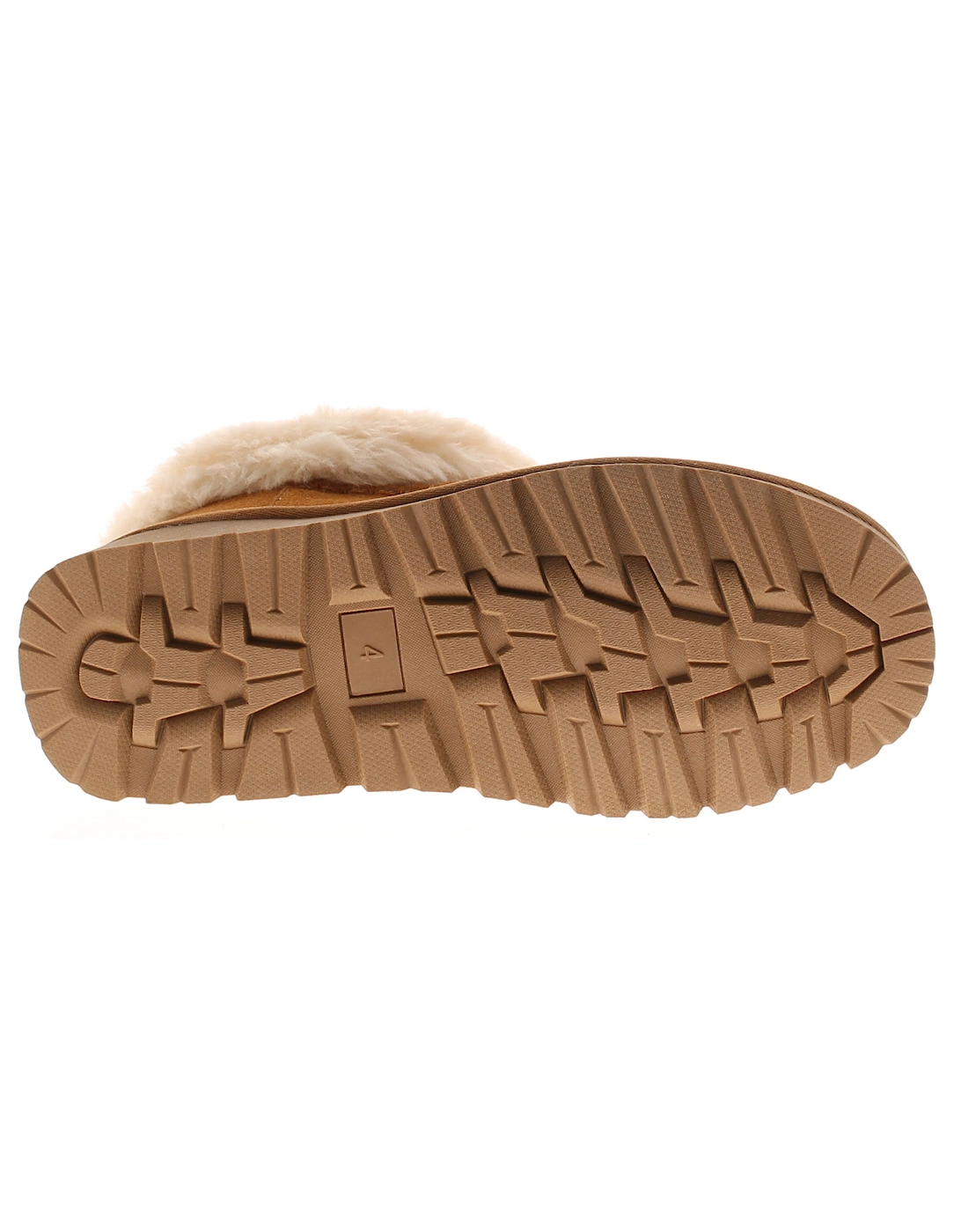 Womens Slipper Cuddle Bootee Faux Fur Lining Leather Suede Tan UK Size