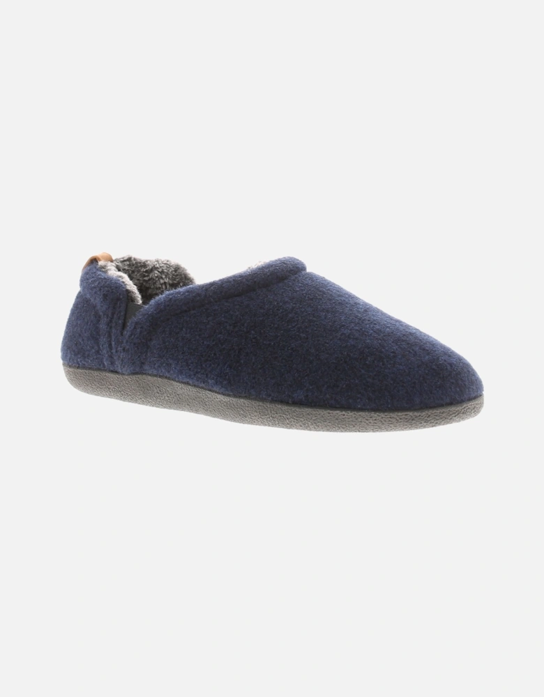 Mens Full Slippers Textile Felt Lease navy UK Size