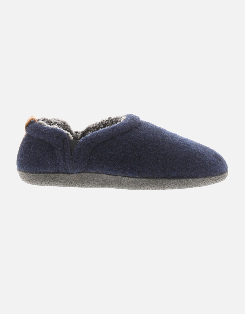 Mens Full Slippers Textile Felt Lease navy UK Size