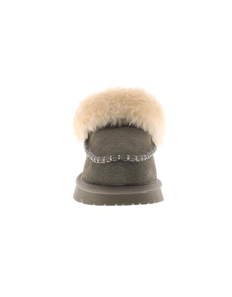 Womens Slipper Cuddle Bootee Faux Fur Lining Leather Suede Grey UK Size
