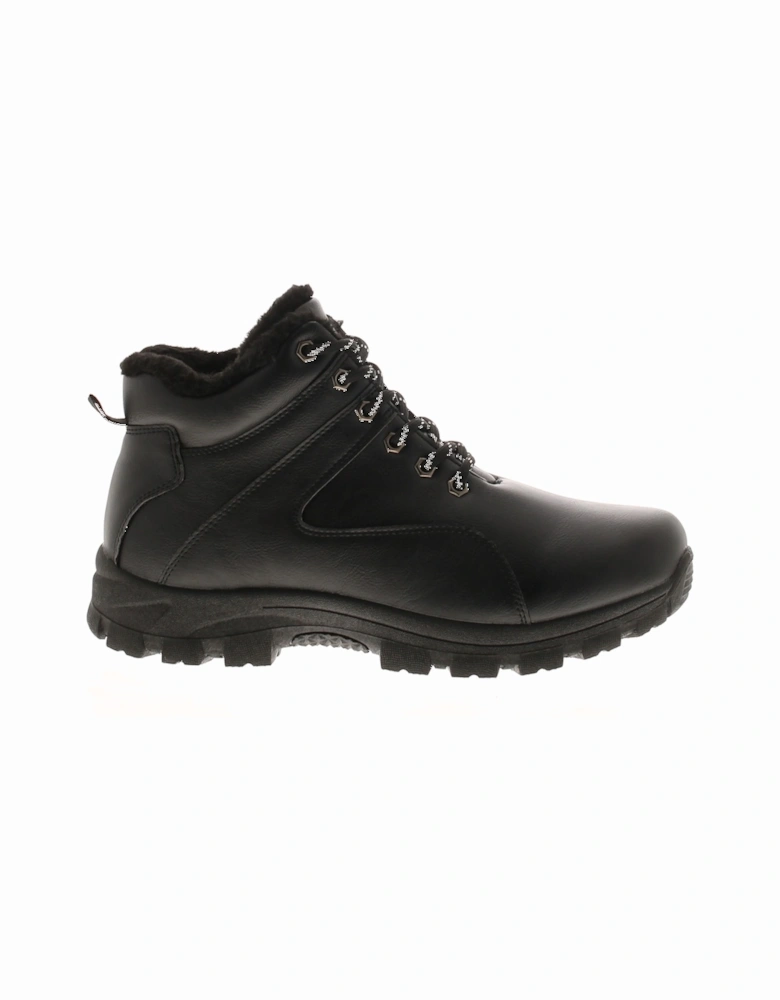Mens Walking Boots Aspen Lace Up And Zip Up Plush Lined Black UK Size