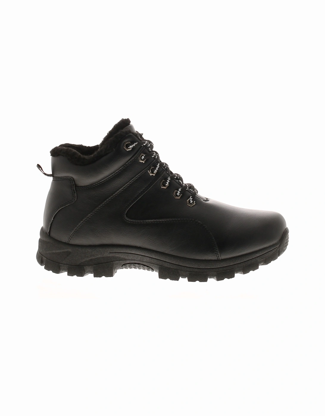 Mens Walking Boots Aspen Lace Up And Zip Up Plush Lined Black UK Size