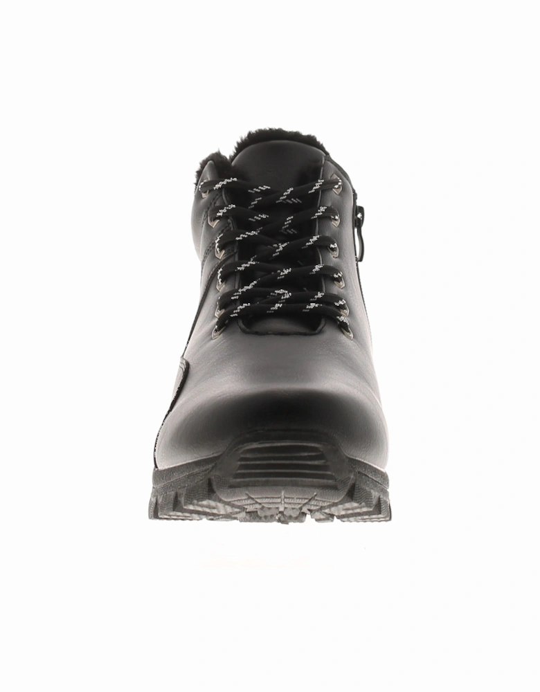 Mens Walking Boots Aspen Lace Up And Zip Up Plush Lined Black UK Size