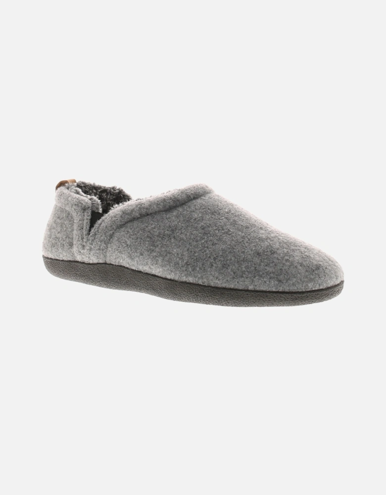 Mens Full Slippers Textile Felt Lease grey UK Size