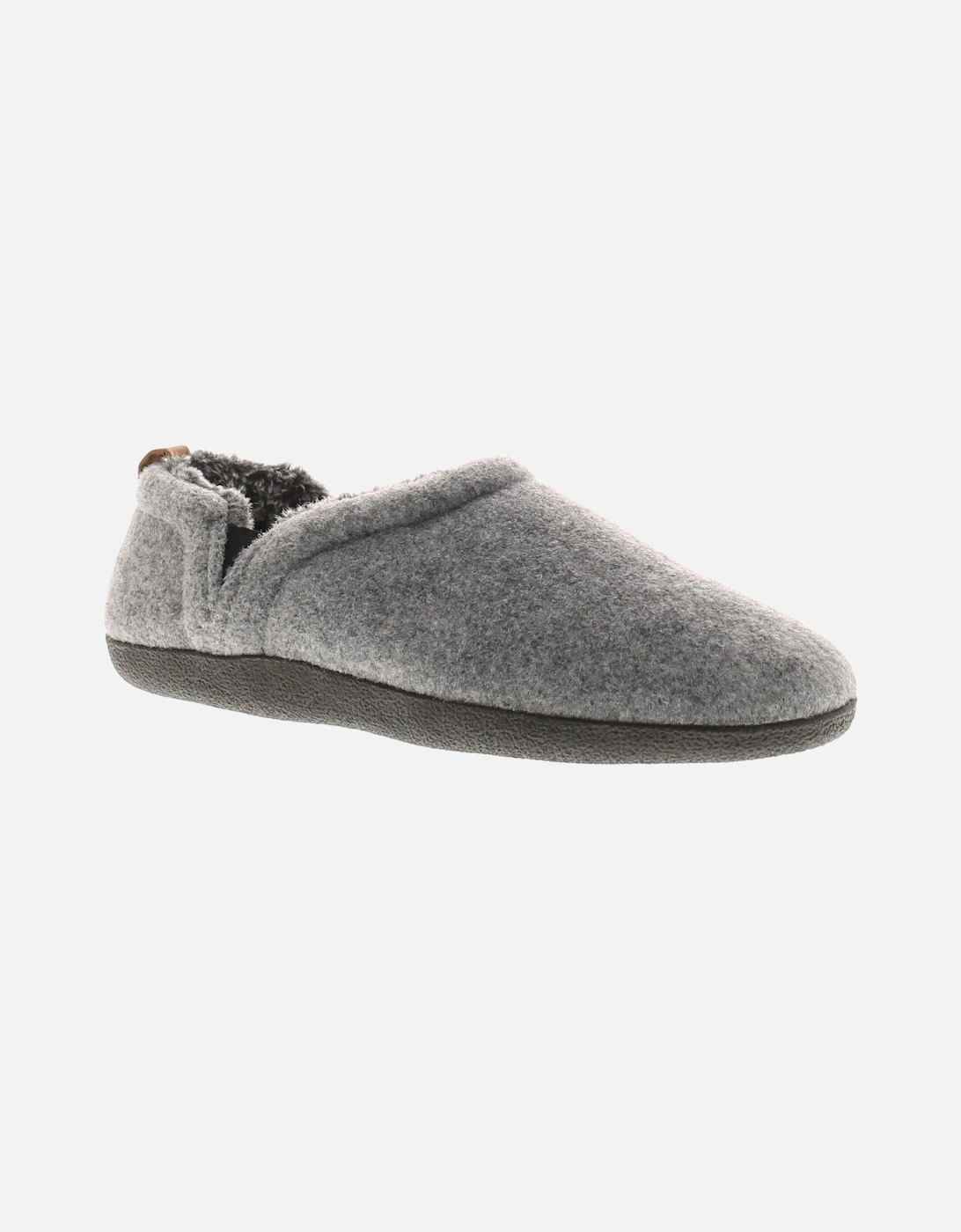 Mens Full Slippers Textile Felt Lease grey UK Size, 6 of 5