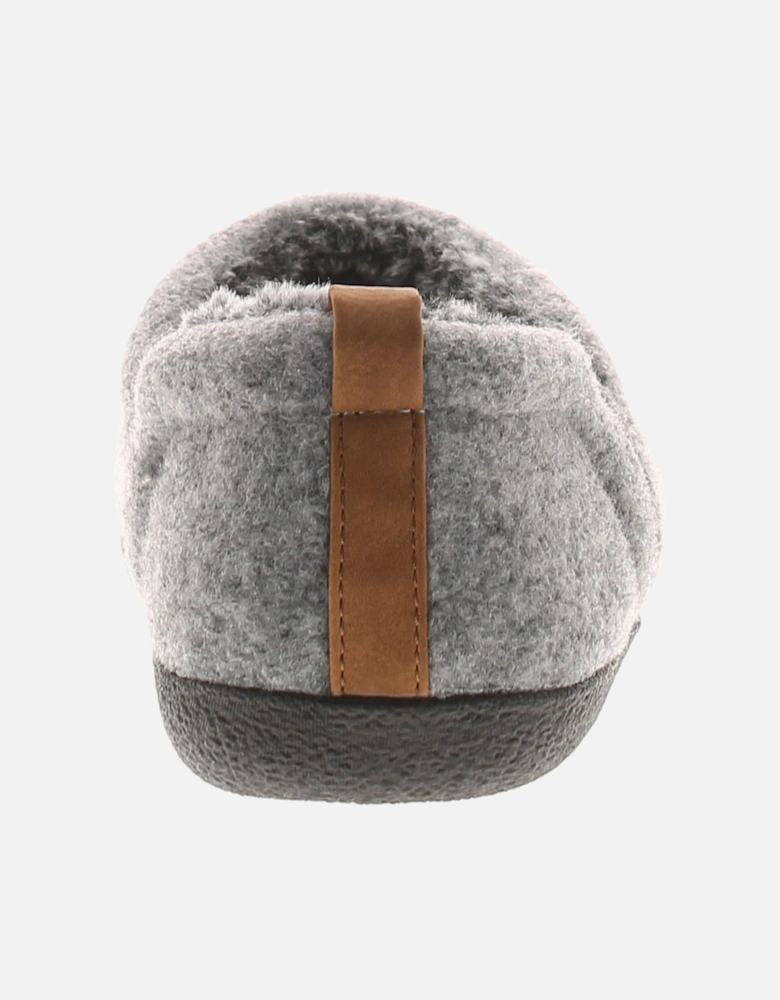 Mens Full Slippers Textile Felt Lease grey UK Size