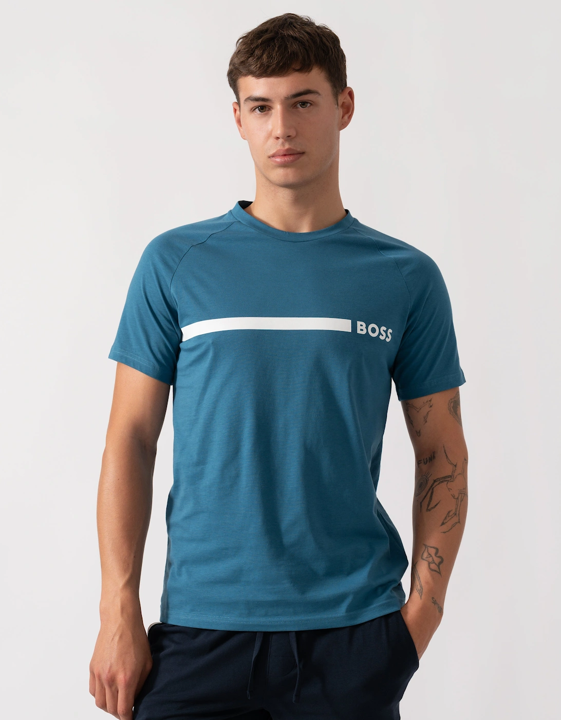 BOSS Orange Mens Slim Fit Beach T-Shirt - Open Blue 471, 2 of 1