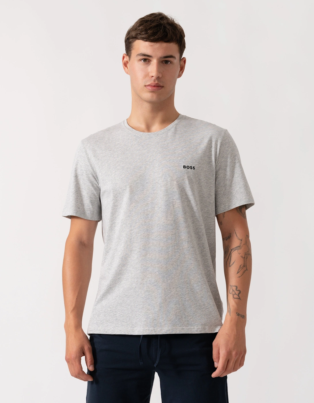 BOSS Orange Mix&Match Mens Stretch-Cotton Loungewear T-Shirt with Embroidered Logo - Light/Pastel Grey 051, 2 of 1